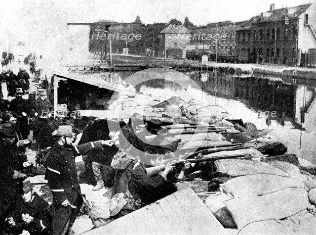 'Defence of a main artery of Antwerp', First World War, 1914. Artist: Unknown