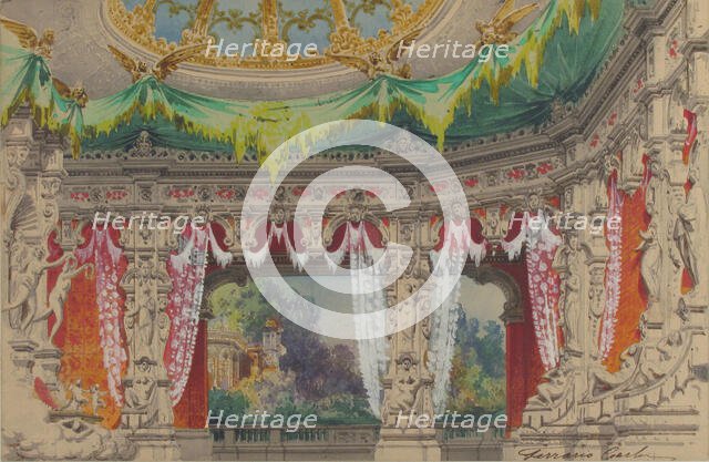 Stage Set Design for a Ballet: Don Parasol, 1869. Creator: Carlo Ferrario.