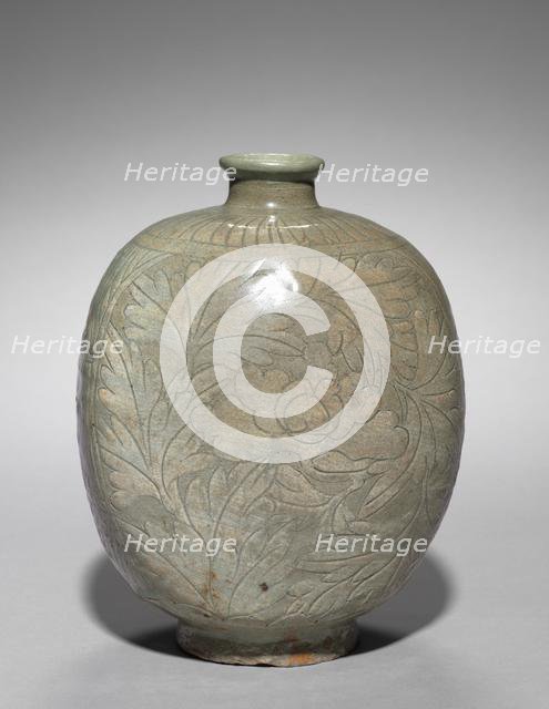 Wine Cask with Incised and Sgraffito Peony Design, 1500s. Creator: Unknown.