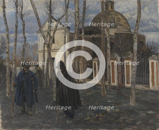 Beggars outside S. Giuliano, near Pompeii. 1904-05, 1904-1905. Creator: Peter Hansen.