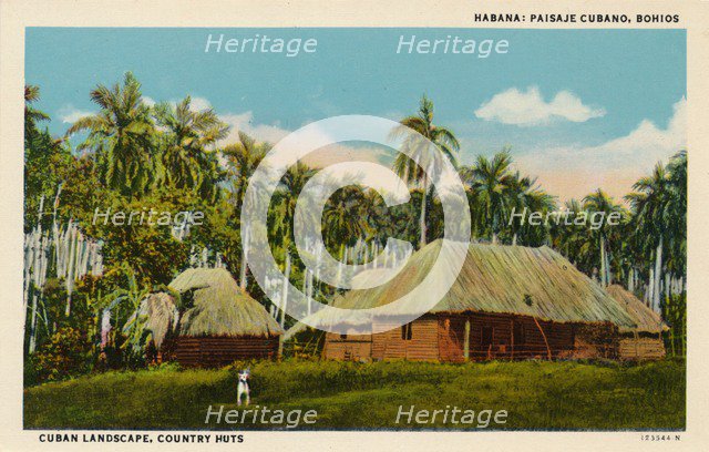 'Habana: Paisaje Cubano, Bohios. Cuban Landscape, Country Huts', c1910. Artist: Unknown.
