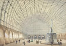 Design for an exercise and industrial exhibition hall in Vienna, perspectival interior view, 1853. Creator: Sprenger, Paul Eduard (1798-1854).