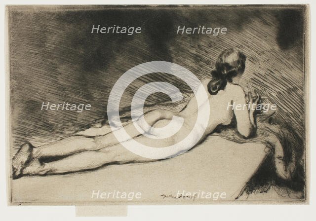 Nude Figure Lying Down, 1906. Creator: Theodore Roussel.