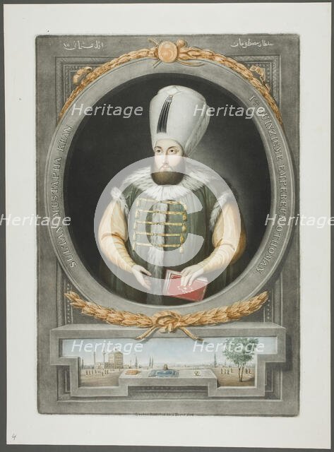 Mustapha Kahn, from Portraits of the Emperors of Turkey, 1815. Creator: John Young.