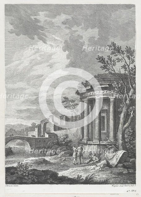 Landscape with Temple, ca. 1750-70. Creator: Joseph Wagner.