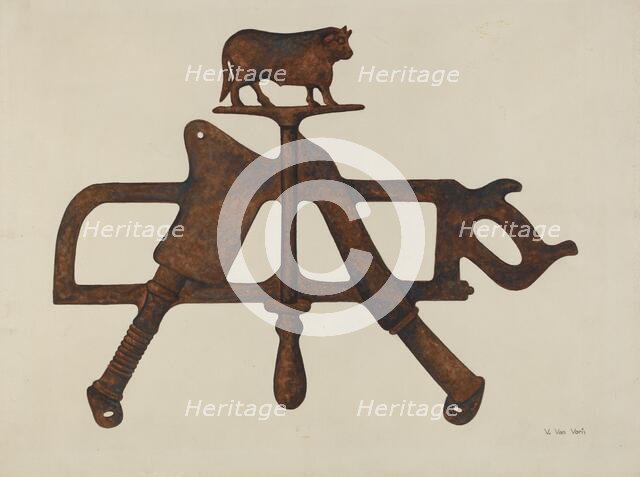 Butcher's Sign, c. 1938. Creator: Vera Van Voris.