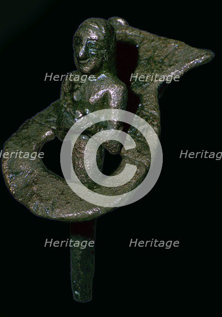 Copper foundation figurine ending in cone and plaque, Telloh, South Iraq, 2494BC-2465BC. Artist: Unknown