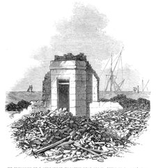 The explosion of a gunpowder magazine near Erith: ruins of Rayner’s house, 1864. Creator: Unknown.