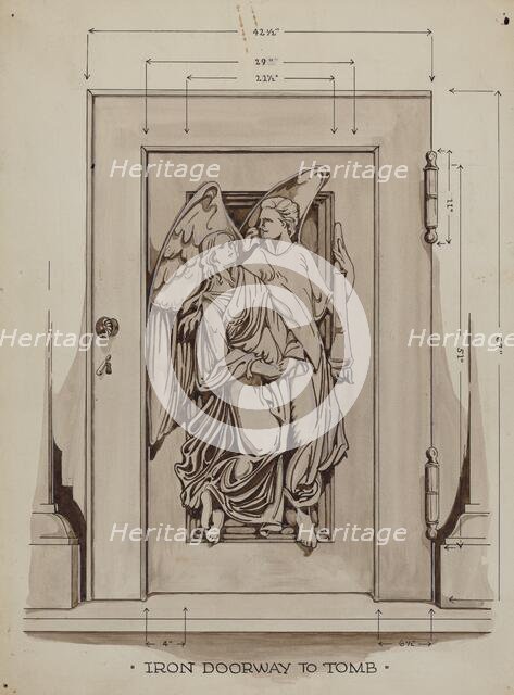 Iron Doorway to Tomb, c. 1936. Creator: Thomas Byrne.