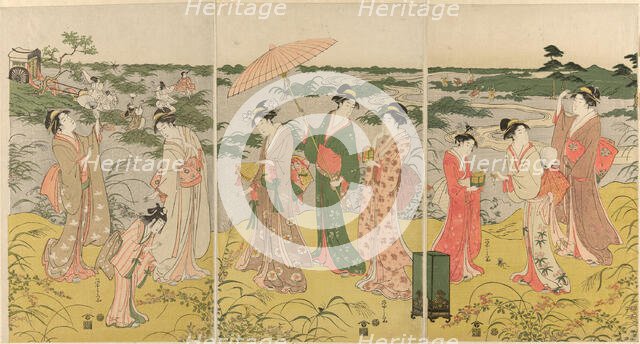 Parody of courtly insect hunt, c. 1791/92. Creator: Hosoda Eishi.