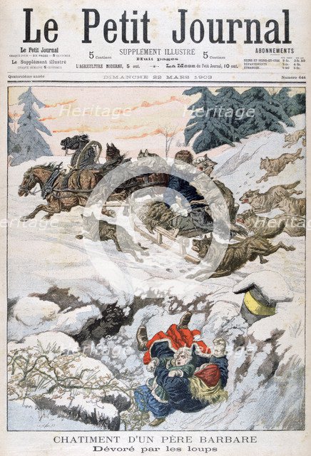 Attacked by wolves, Russia, 1903. Artist: Unknown
