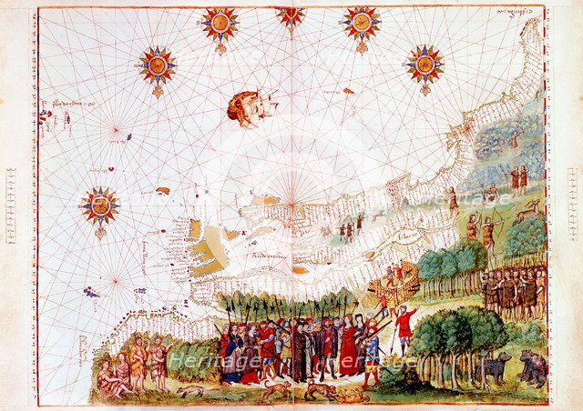 Map of the east coast of North America, early 16th century. Artist: Unknown