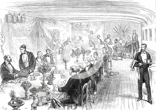 Farewell Dinner given to the Prince of Wales by the officers of the Serapis...1876. Creator: L.B..