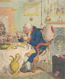 Temperance Enjoying a Frugal Meal, July 28, 1792., July 28, 1792. Creator: James Gillray.