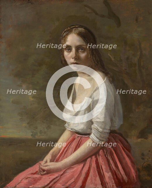 Young Woman In A Pink Skirt, c1845-50. Creator: Jean-Baptiste-Camille Corot.