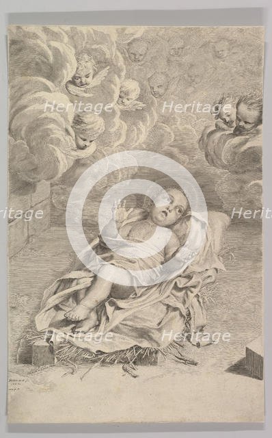 The Christ Child on a Bed of Straw, 1662. Creator: Claude Mellan.