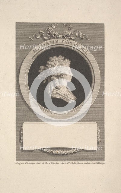 Portrait of Son Altesse Royale Madame, Duchesse d'Angoulême, Daughter of Louis XVI and Mar..., 1791. Creator: Augustin de Saint-Aubin.