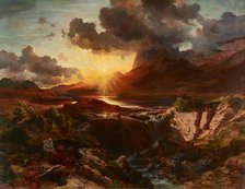Sunset at the Hintersee in Berchtesgaden, 1858. Creator: Albert Zimmermann.