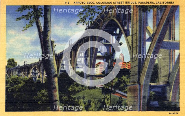 Arroyo Seco and the Colorado Street Bridge, Pasadena, California, USA, 1931. Artist: Unknown