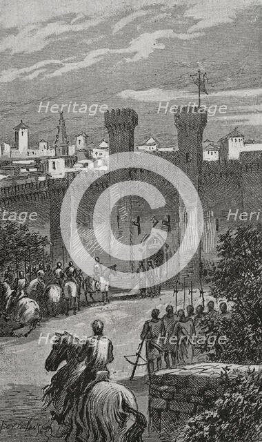 The king before the gate of Valencia, 1890.  Creator: Joan Serra y Pausas.