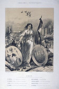 Allegory of French patriotic emblems, 1870. Artist: Anon