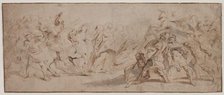 Reconciliation of the Romans and the Sabines (recto) Venus Disarming Mars, Drapery Study (verso) . Creator: Peter Paul Rubens (Flemish, 1577-1640).