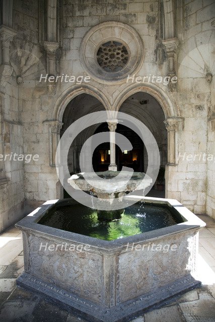 Gothic fountain hall inside the cloisters, Monastery of Alcobaca, Alcobaca, Portugal, 2009. Artist: Samuel Magal