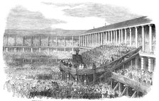 Sunday-School Jubilee Commemoration in the Piece Hall, Halifax - from a photograph by Haigh, 1856.  Creator: Unknown.