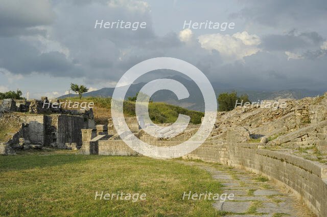 Partial view of the amphitheater ruins, ancient city of Salona, Solin, Croatia, 2018.  Creator: Unknown.