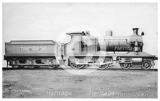 4-4-0 tender engine, steam locomotive built by Kerr, Stuart and Co, early 20th century.Artist: Raphael Tuck