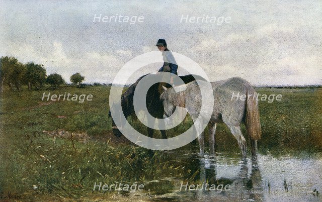 'Watering Horses', 1871, (1912).Artist: Anton Mauve