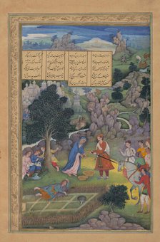 A King Offers to Make Amends to a Bereaved Mother, Folio from a Khamsa..., 1597-98. Creator: Miskin.