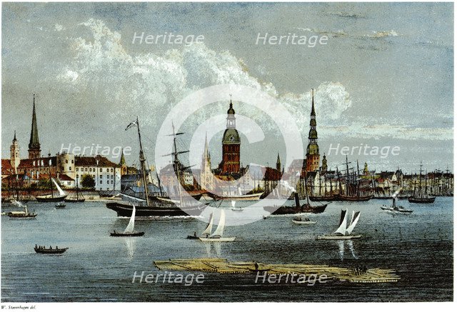 View of Riga, ca 1855. Artist: Stavenhagen, Wilhelm Siegfried (1814-1881)