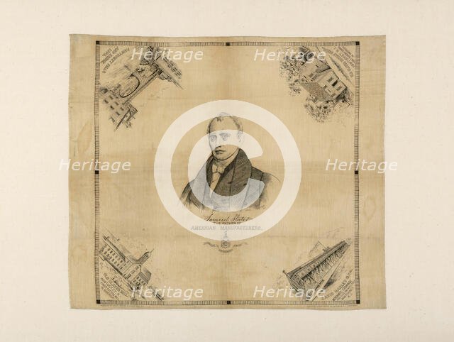Samuel Slater, The Father of American Manufacturers (Handkerchief), Rhode Island, 1890. Creator: Cranston Print Works Co.