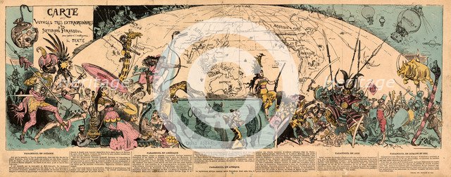 Carte des voyages très extraordinaires de Saturnin Farandoul. Artist: Robida, Albert (1848-1926)