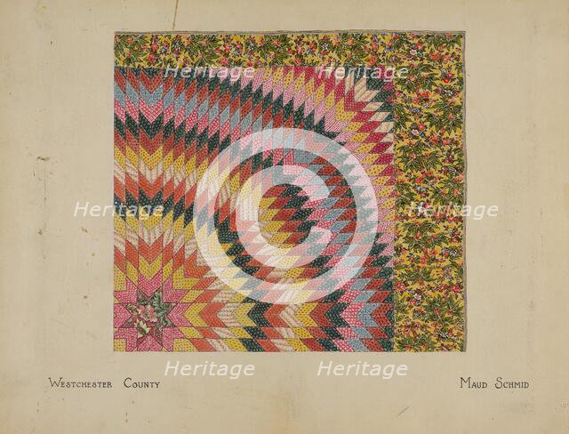 Quilt - "Rising Sun", c. 1936. Creator: Maud Schmid.