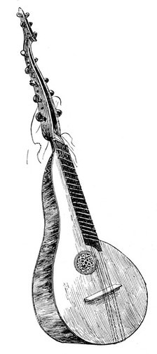 'Old French theorbated cithern', 1901. Artist: Unknown