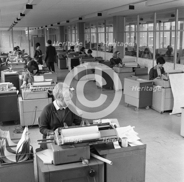 The administration office at Huntsman House, Tetley's headquarters in Leeds, May 1968. Artist: Michael Walters
