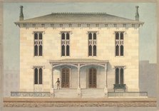 Design for a Double Townhouse (front elevation), ca. 1843. Creator: Alexander Jackson Davis.