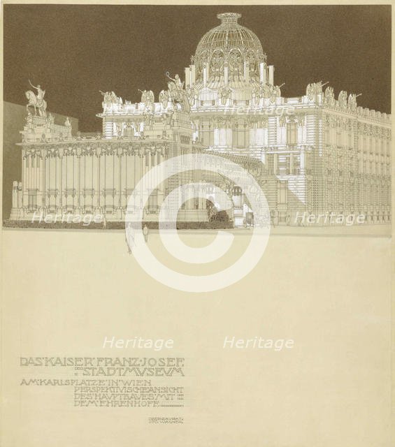 Design for the Emperor Franz Joseph City Museum, at the Vienna Karlsplatz, 1897-1898. Creator: Wagner, Otto Koloman (1841-1918).