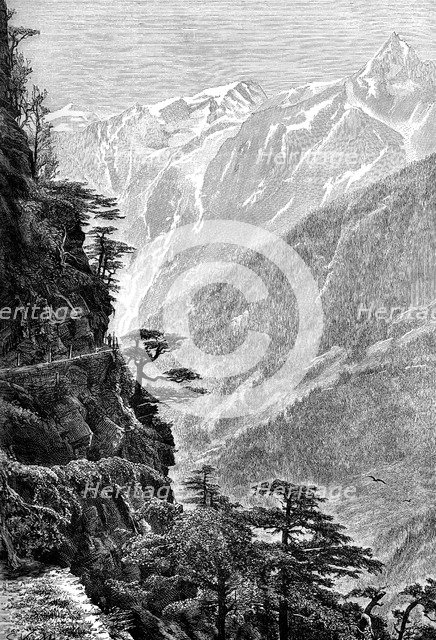 The route to Tibet, near Rogi, through the Upper Satlej Valley, 1895. Artist: Unknown