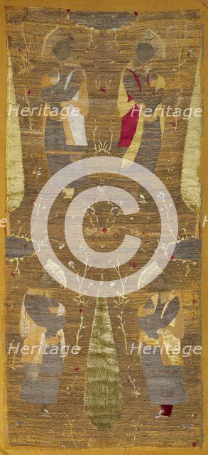 Velvet panel with four youths smelling flowers, 1625-1650. Creator: Unknown.