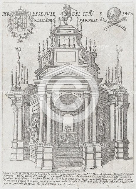 Catafalque for Duke Alessandro Farnese, 1593. Creators: Giovanni Maggi, Giuseppe Cesari.