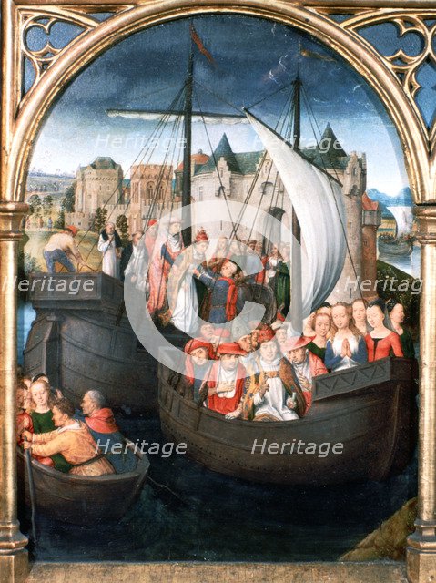 'St Ursula Shrine, Departure from Basle', 1489. Artist: Hans Memling