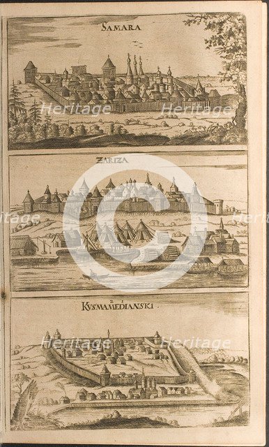 Samara, Tsaritsyn and Kozmodemyansk (Illustration from Travels to the Great Duke of Muscovy and the Artist: Rothgiesser, Christian Lorenzen (?-1659)