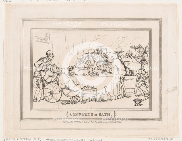 Comforts of Bath, Plate 9, January 6, 1798., January 6, 1798. Creator: Thomas Rowlandson.