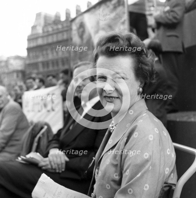 Barbara Castle at an anti H-Bomb demo, London, 22 Sep 1957. Artist: Henry Grant