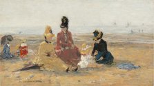 On the Beach, Trouville, 1887. Creator: Eugene Louis Boudin.