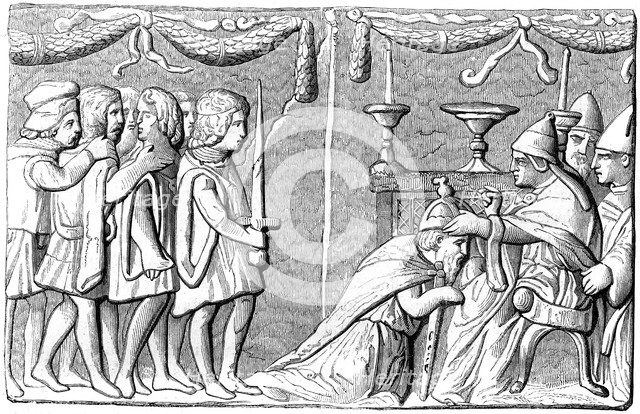 The coronation of Emperor Sigismund (1368-1437) by Pope Eugene IV, 15th century (1849). Artist: Unknown