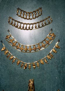 Gold necklaces and bracelets, Ancient Egyptian, 1st millennium BC Artist: Unknown.